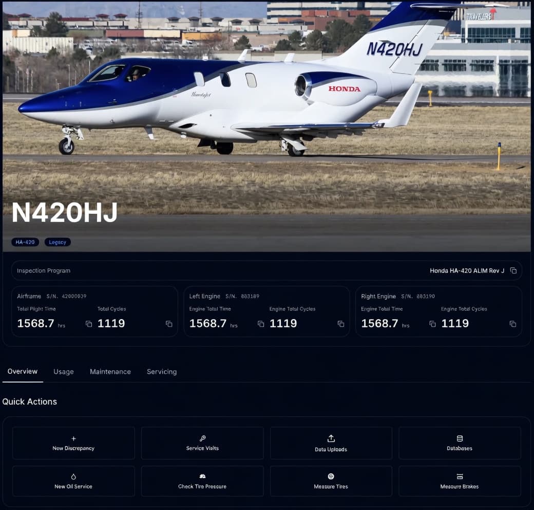 FlyHJ Owner Portal—shared visibility, maintenance coordination, and document control for HondaJet operations.